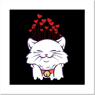 Cat Love Hearts Funny Adorable Design Perfect for Cat Owners and Cat Lovers Posters and Art